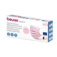 Medizinische Masken, Mundschutz, 3-lagig, Beurer, rosa,...