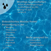 Bidestilliertes Wasser AQUA BIDEST, Laborwasser Reinst-Wasser 1.000 ml